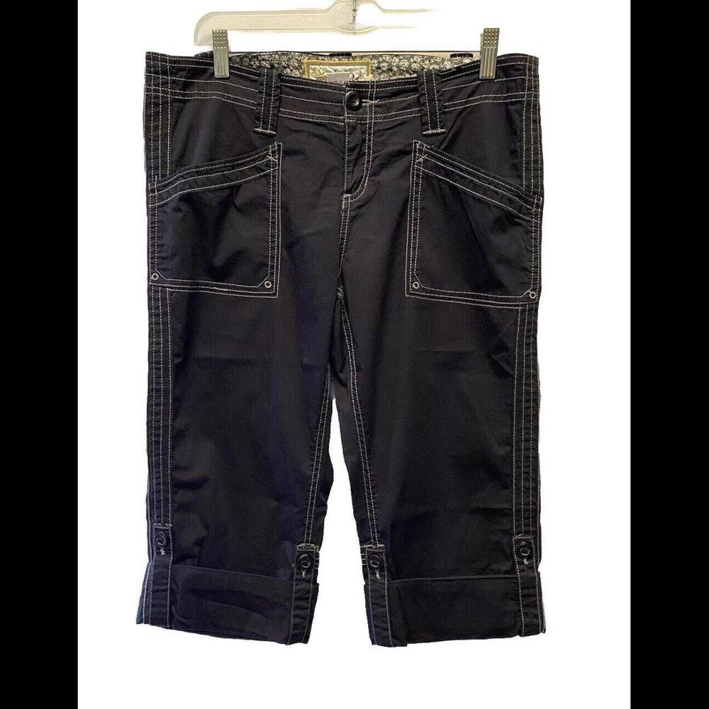 Aventura Women’s Black Organic Cotton Capris Hiking Outdoor Pockets Casual Sz 10